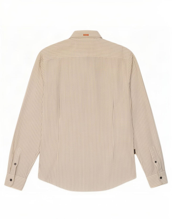 Hugo Boss Womens Slim Fit Shirt Medium White Pinstripe Cotton
