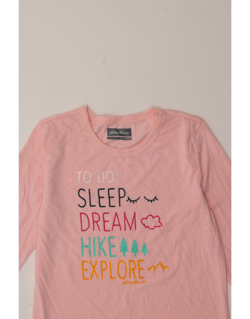 EDDIE BAUER Girls Graphic Top Long Sleeve 14-15 Years Large Pink Polyester Vintage Eddie Bauer and Second-Hand Eddie Bauer from Messina Hembry 