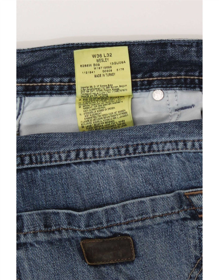 Wrangler Mens Wesley Regular Straight Jeans W36 L32 Blue Cotton