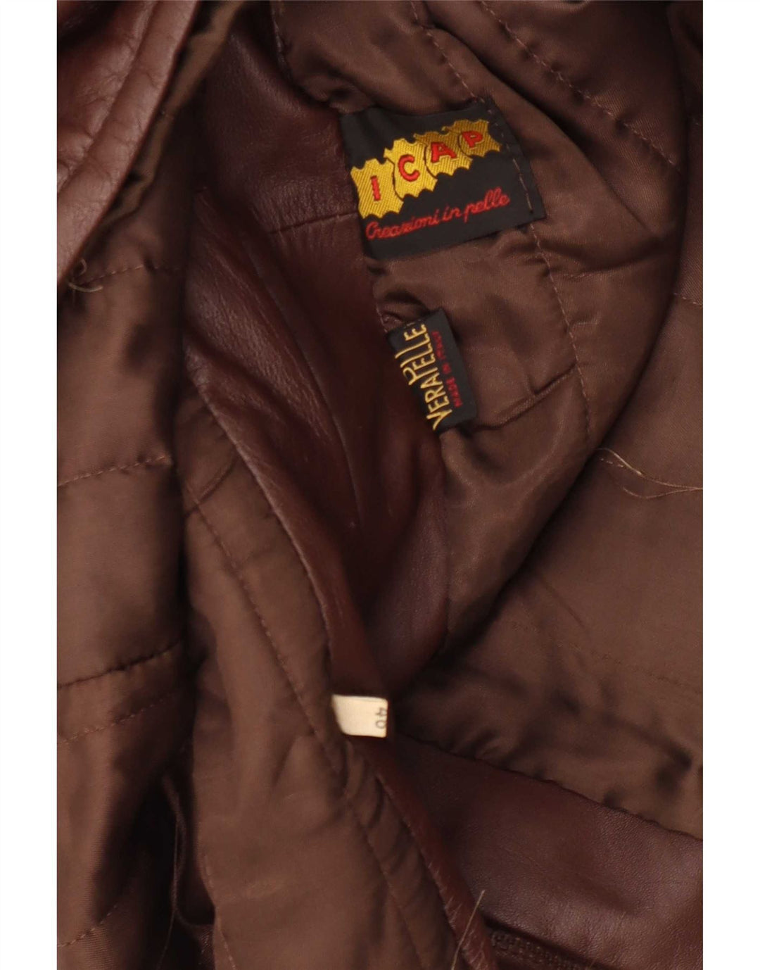 Vintage Mens Leather Jacket IT 46 Small Brown