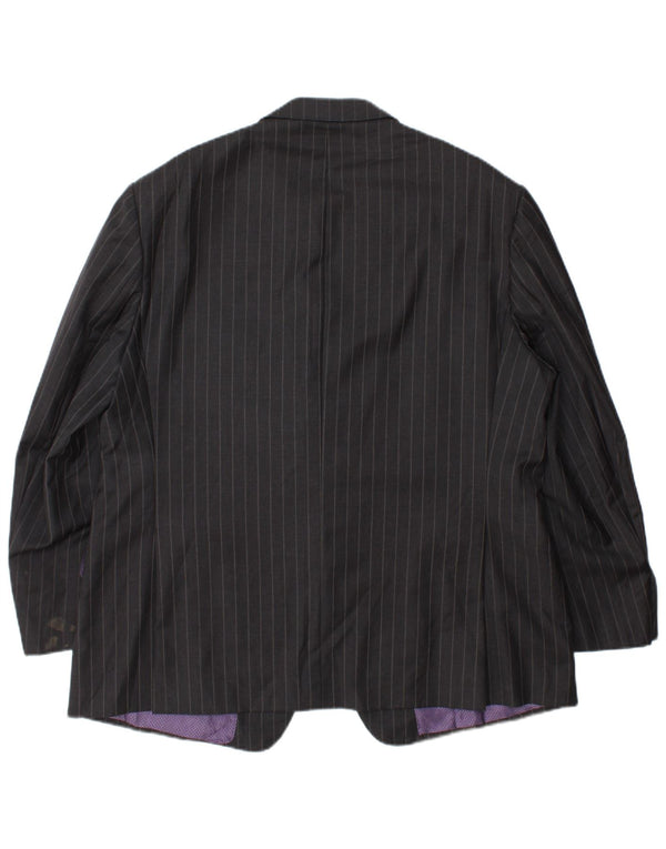 Marks & Spencer Mens 2 Button Blazer Jacket UK 44 XL Grey Pinstripe Wool