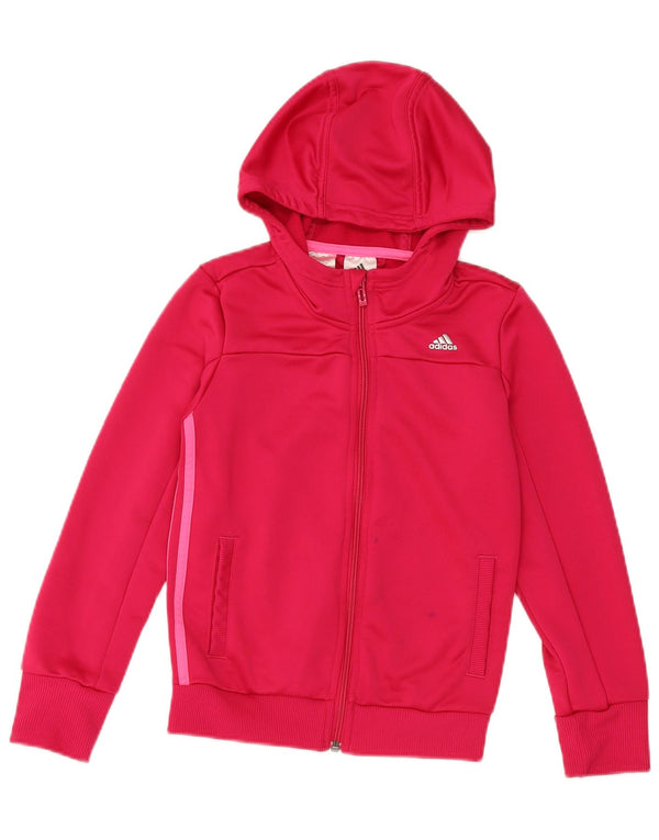 Adidas Girls Zip Hoodie Sweater 9-10 Years Pink Polyester