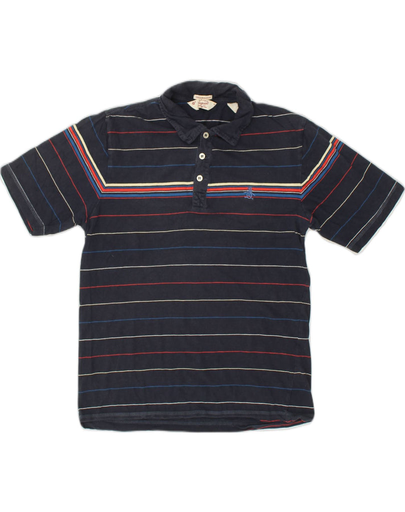 PENGUIN Mens Heritage Slim Fit Polo Shirt Medium Navy Blue Pinstripe | Vintage Penguin | Thrift | Second-Hand Penguin | Used Clothing | Messina Hembry 