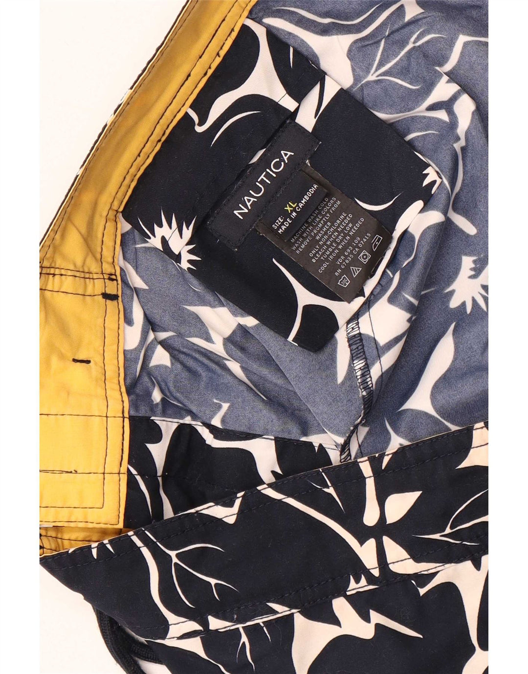 Nautica Mens Swimming Shorts XL Navy Blue Floral Polyester