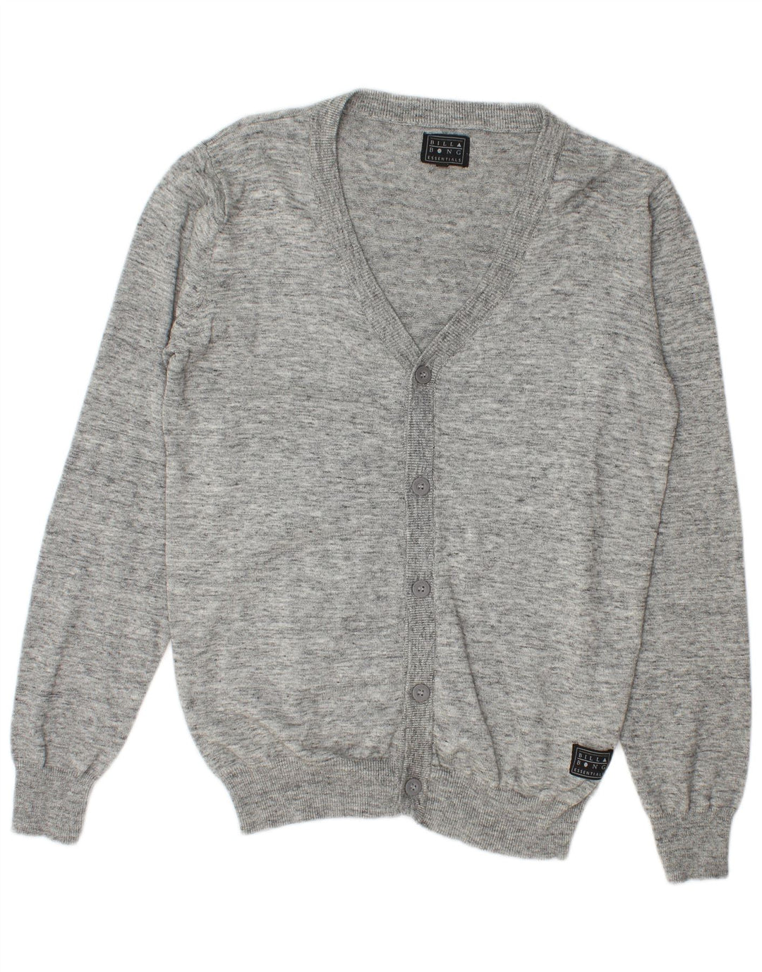 Billabong Mens Cardigan Sweater Medium Grey Flecked Cotton