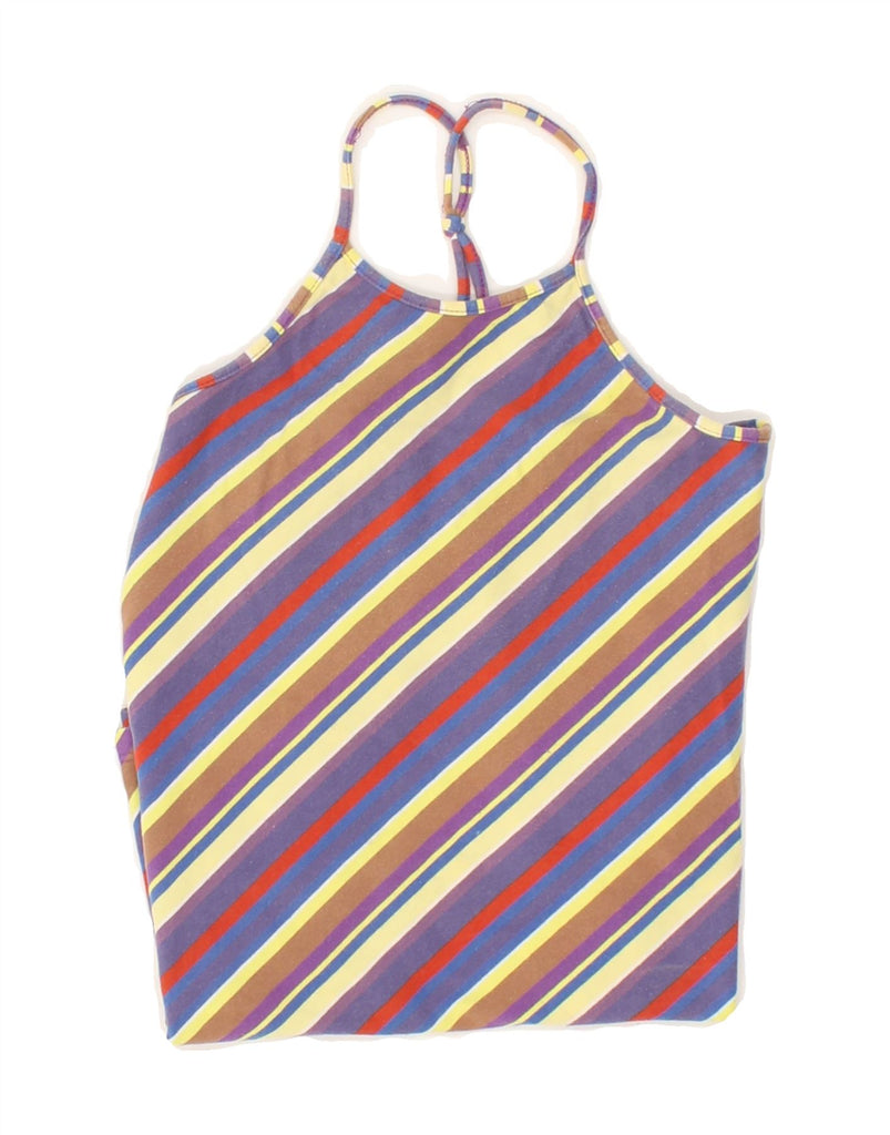 VINTAGE Womens Halter Top UK 2 2XS Multicoloured Striped Cotton Vintage Vintage and Second-Hand Vintage from Messina Hembry 