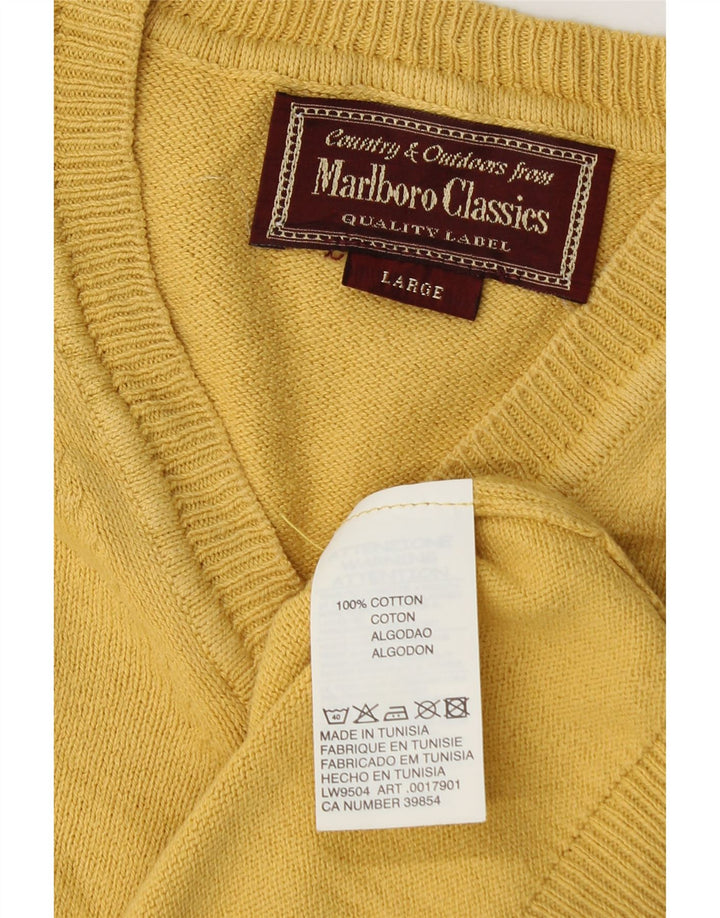 Marlboro Classics Mens Vest Tank Top Large Yellow Cotton