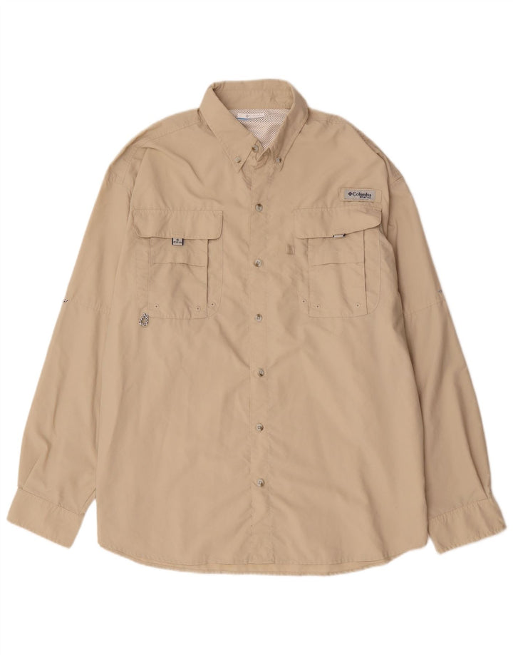 Columbia Mens Shirt Large Beige Polyester