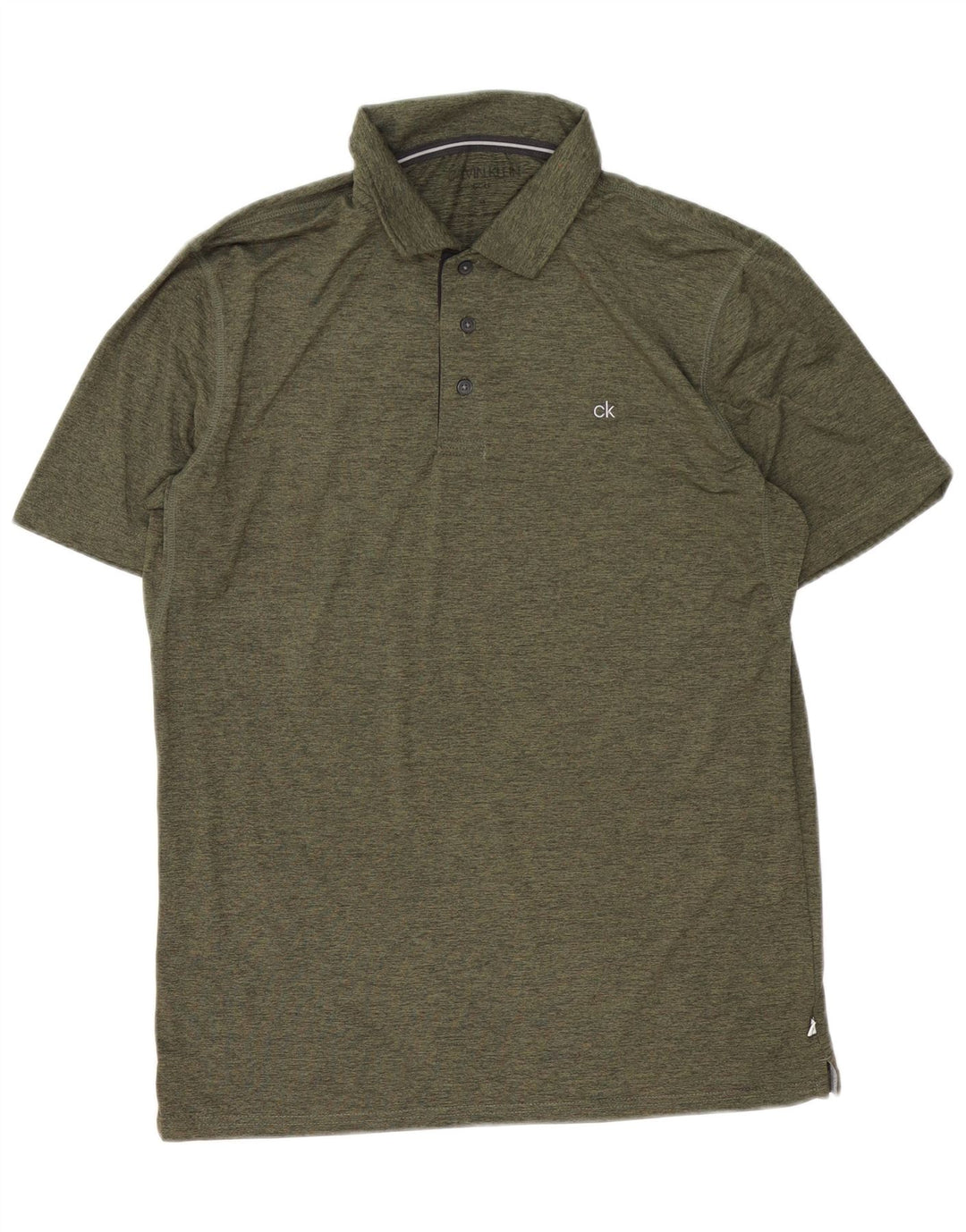 Calvin Klein Mens Polo Shirt Medium Khaki Flecked Polyester