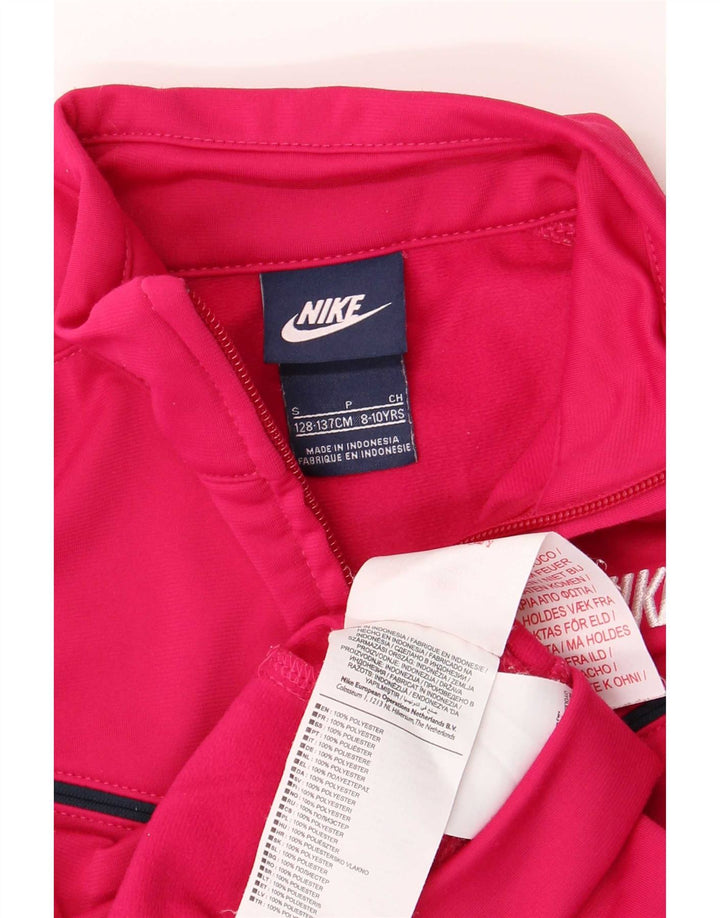 Nike Girls Tracksuit Top Jacket 8-9 Years Small Pink Polyester