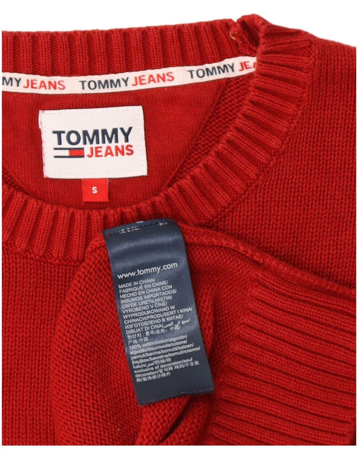 Tommy Hilfiger Mens Crew Neck Jumper Sweater Small Red Cotton