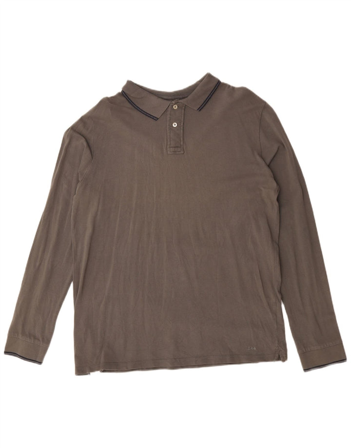 Lee Mens Long Sleeve Regular Fit Polo Shirt XL Grey Cotton