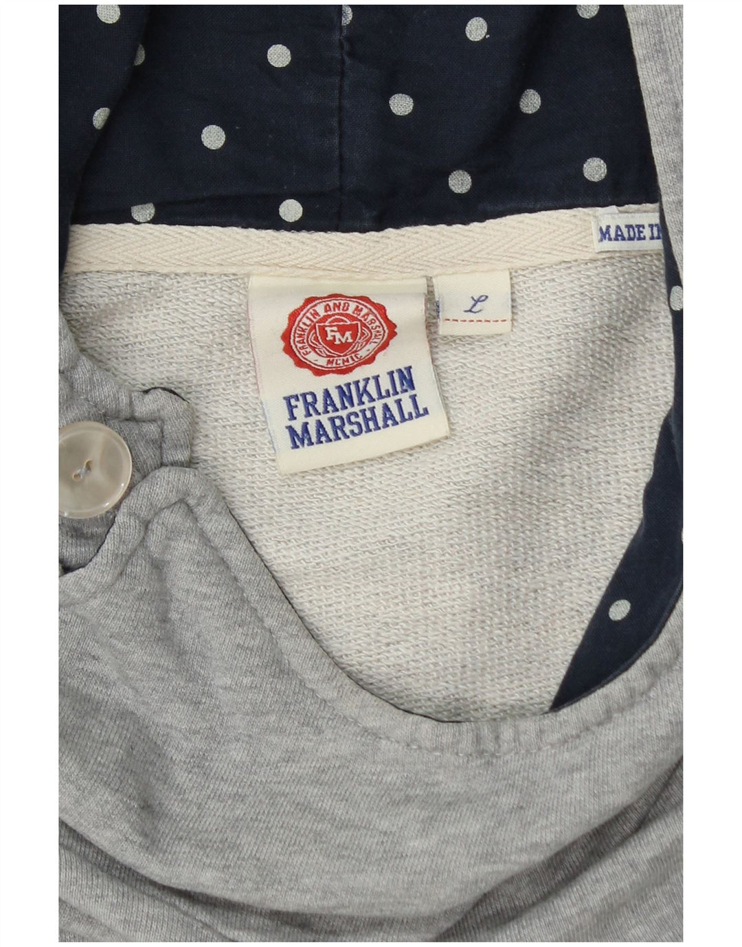 Franklin Marshall Womens Graphic Hoodie Jumper UK 14 Large Grey Cotton