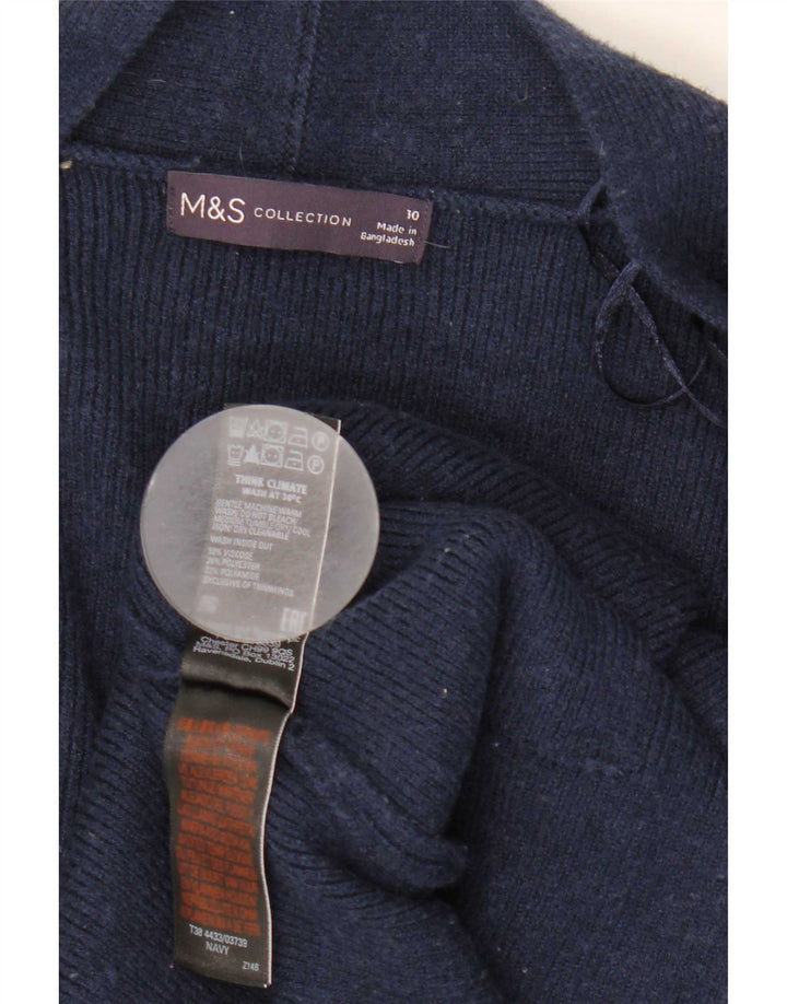 Marks & Spencer Womens Longline Open Cardigan Sweater UK 10 Small Navy Blue