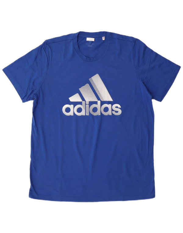 ADIDAS Mens Graphic T-Shirt Top XL Blue Cotton