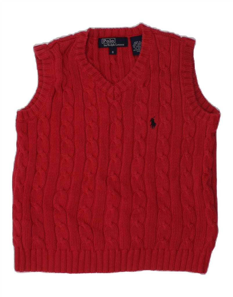 POLO RALPH LAUREN Boys Vest Tank Top 5-6 Years Red Cotton | Vintage Polo Ralph Lauren | Thrift | Second-Hand Polo Ralph Lauren | Used Clothing | Messina Hembry 