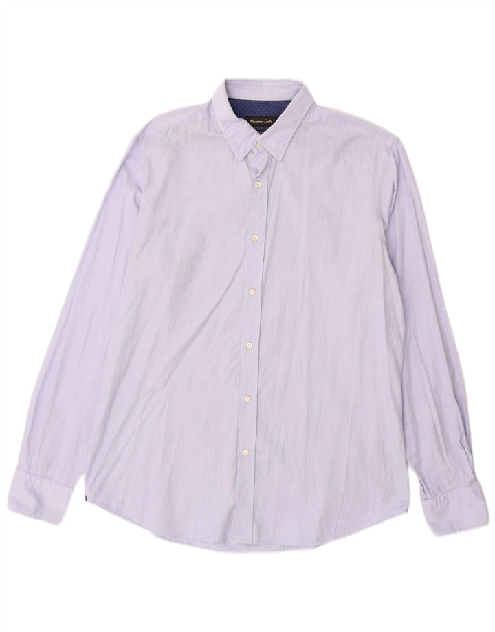 Massimo Dutti Mens Shirt Large Blue Cotton