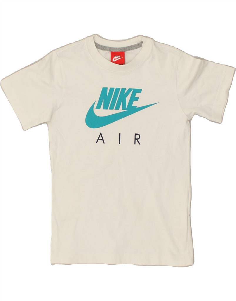 NIKE Boys Graphic T-Shirt Top 8-9 Years Small Off White Cotton | Vintage Nike | Thrift | Second-Hand Nike | Used Clothing | Messina Hembry 