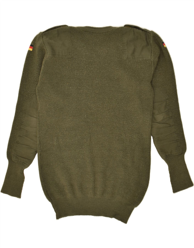 VINTAGE Mens Military Slim Fit Crew Neck Jumper Sweater IT 52 Large Khaki Vintage Vintage and Second-Hand Vintage from Messina Hembry 