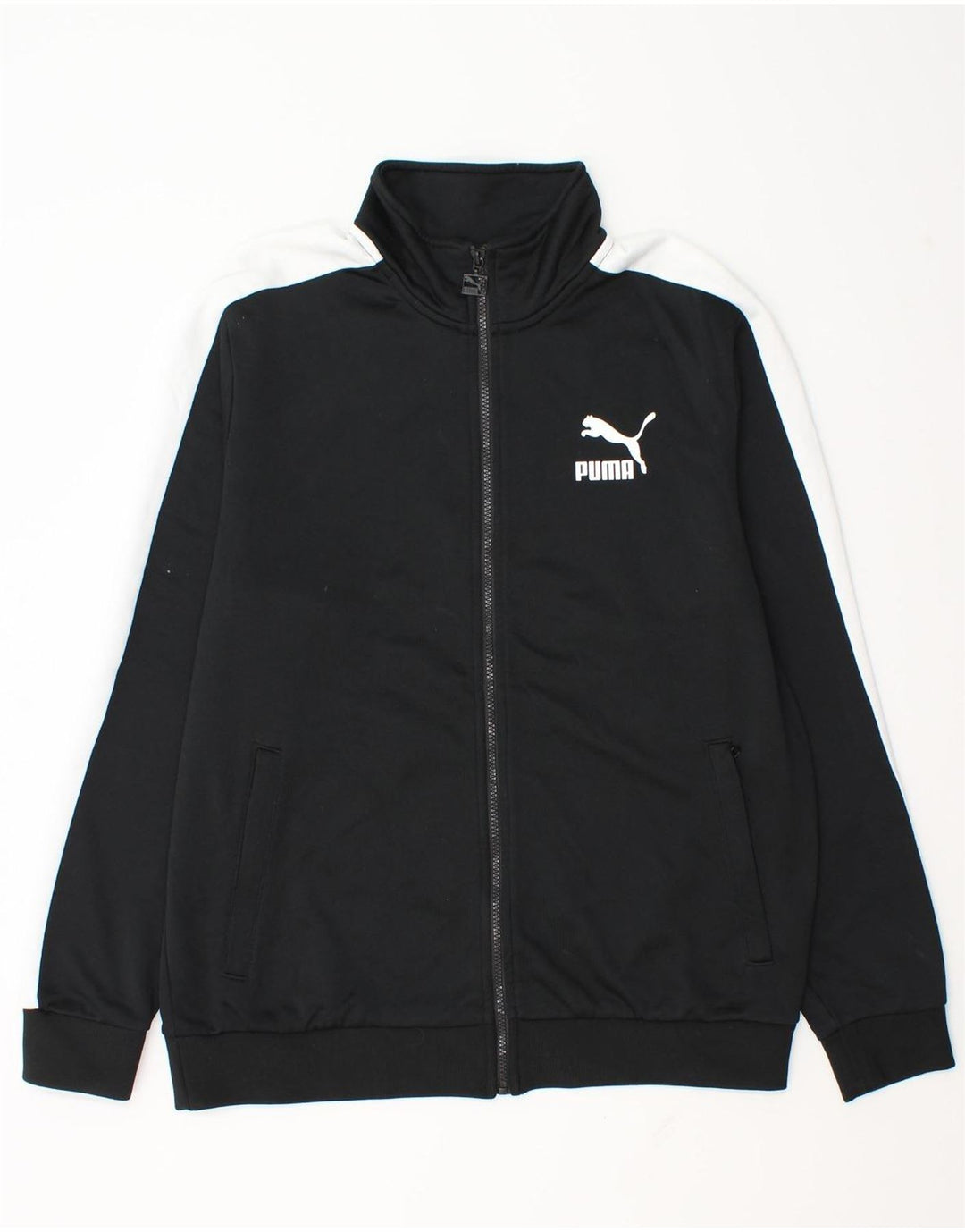 Puma Mens Tracksuit Top Jacket Large Black Colourblock Polyester