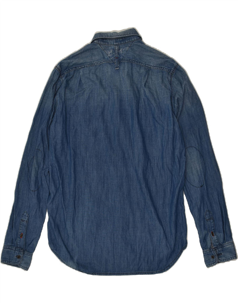 TOMMY HILFIGER Mens Denim Shirt Medium Navy Blue Cotton | Vintage Tommy Hilfiger | Thrift | Second-Hand Tommy Hilfiger | Used Clothing | Messina Hembry 