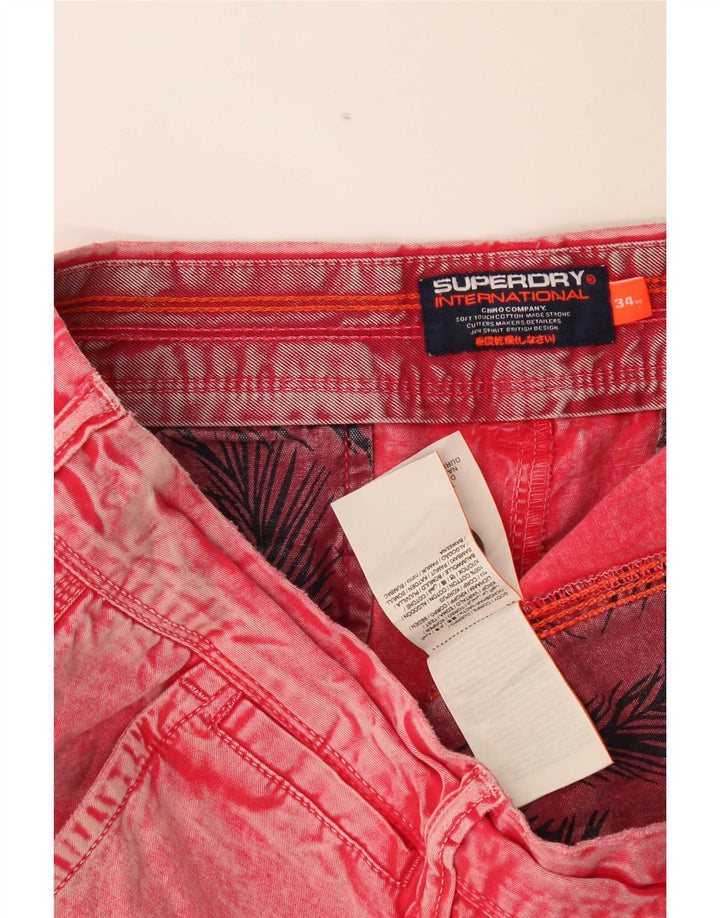 Superdry Mens Denim Shorts W34 Large Red Cotton