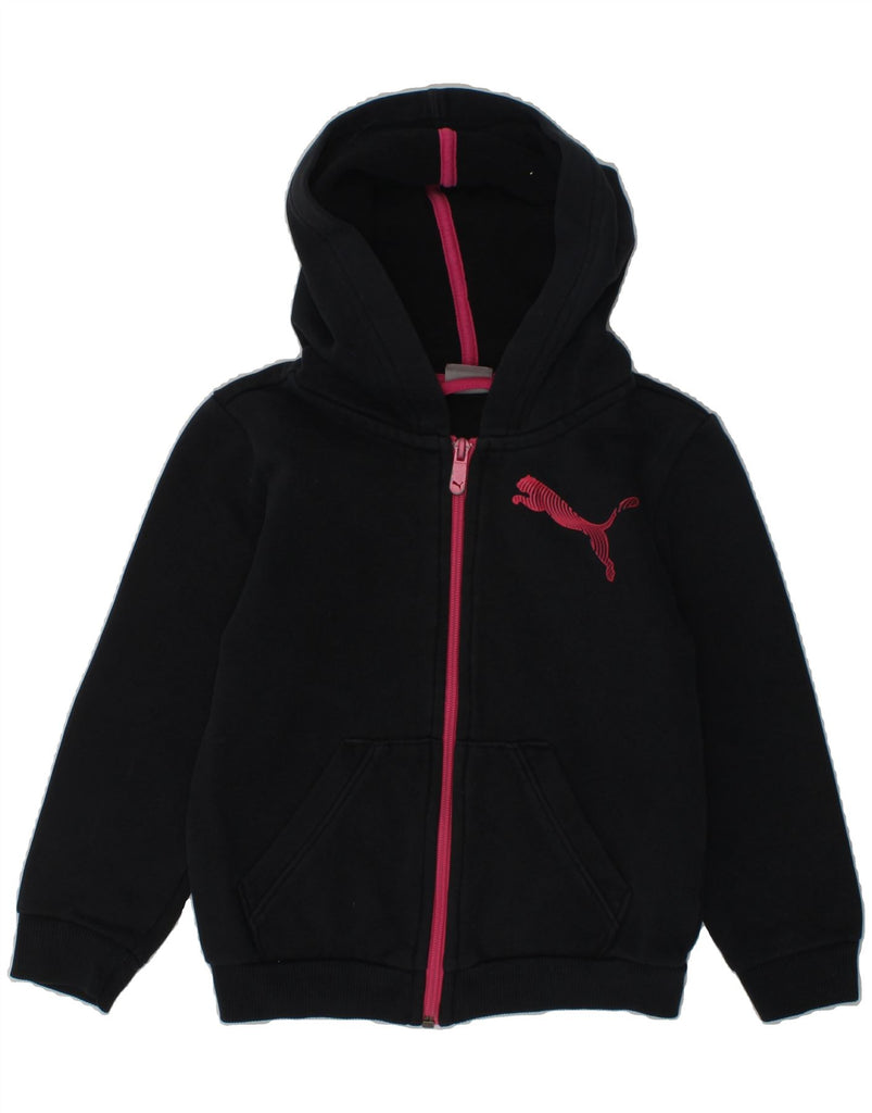 PUMA Girls Zip Hoodie Sweater 5-6 Years Black Cotton | Vintage Puma | Thrift | Second-Hand Puma | Used Clothing | Messina Hembry 