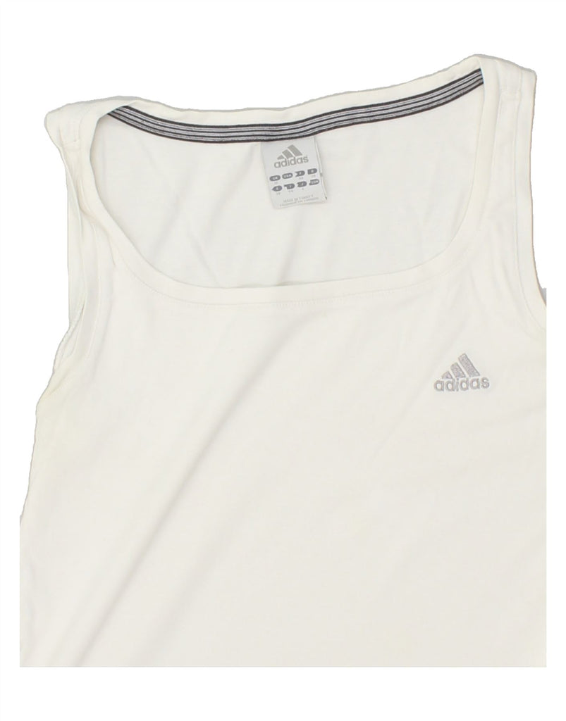 ADIDAS Womens Vest Top UK 12 Medium White Cotton Vintage Adidas and Second-Hand Adidas from Messina Hembry 