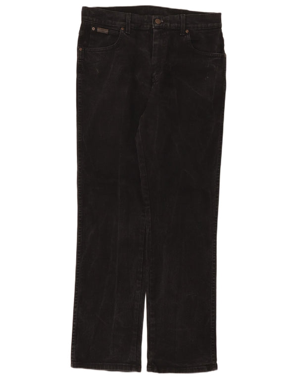 Wrangler Mens Texas Stretch Straight Jeans W33 L32 Black Cotton