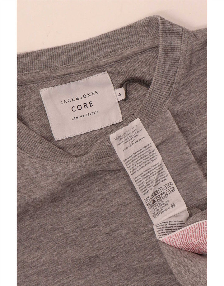 Jack & Jones Mens Graphic Sweatshirt Jumper Small Grey Cotton