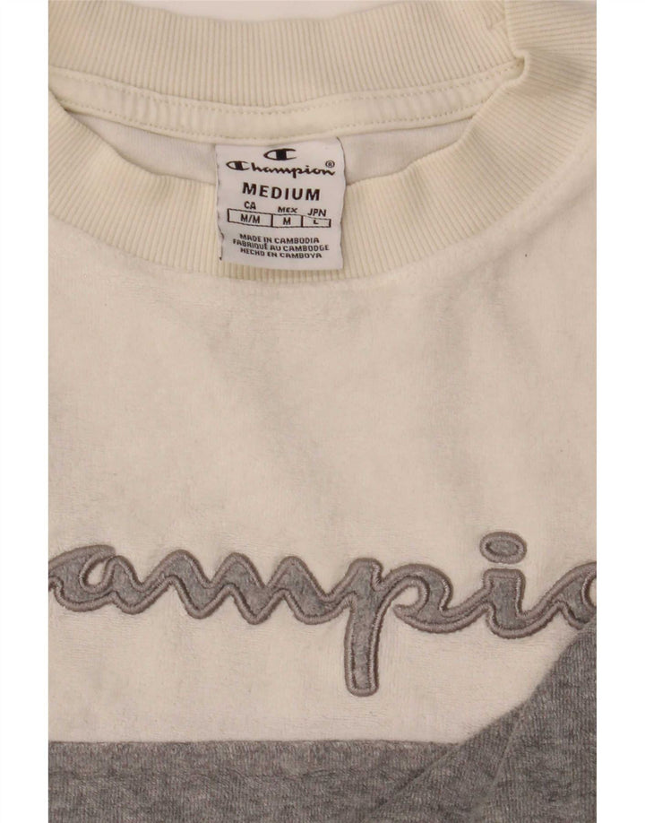 Champion Womens Graphic Sweatshirt Jumper UK 14 Medium White Colourblock
