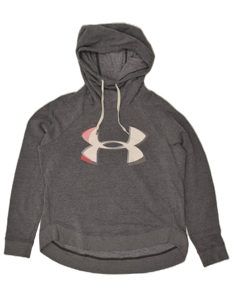 UNDER ARMOUR Womens Graphic Hoodie Jumper UK 14 Medium Grey | Vintage Under Armour | Thrift | Second-Hand Under Armour | Used Clothing | Messina Hembry 