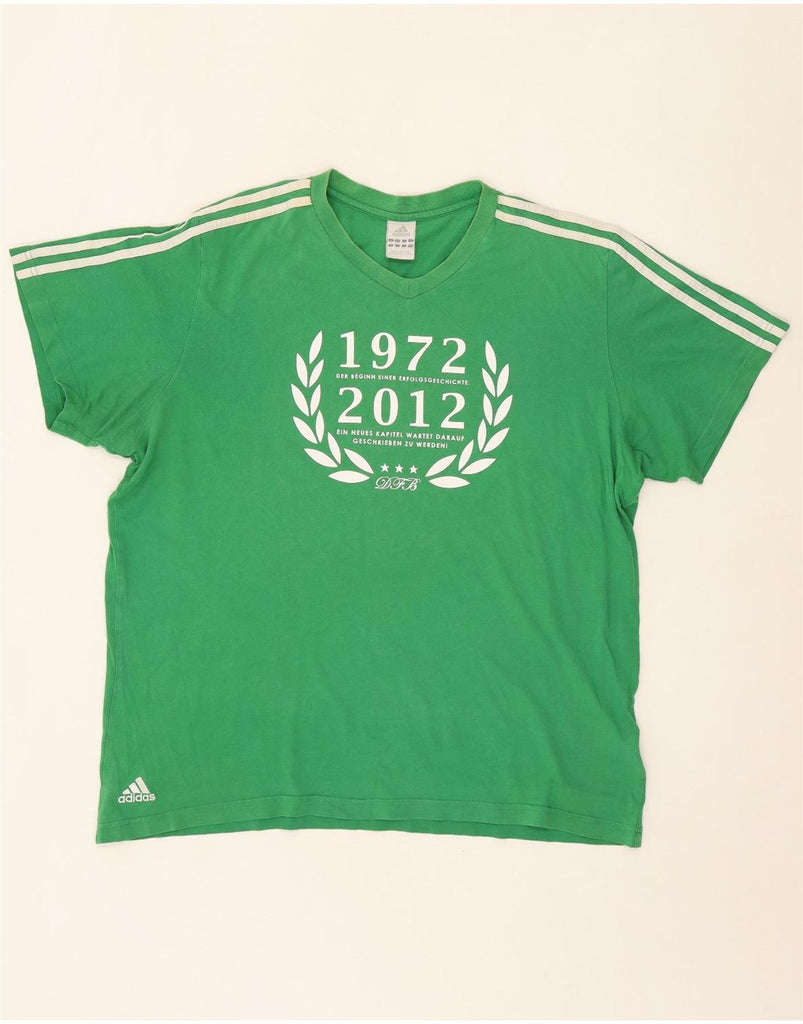 ADIDAS Mens Graphic T-Shirt Top XL Green Cotton Vintage Adidas and Second-Hand Adidas from Messina Hembry 