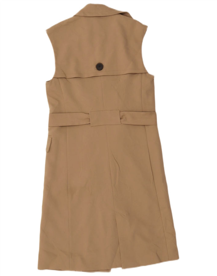 ZARA Womens Sleeveless Double Breasted Coat UK 6 XS Beige
