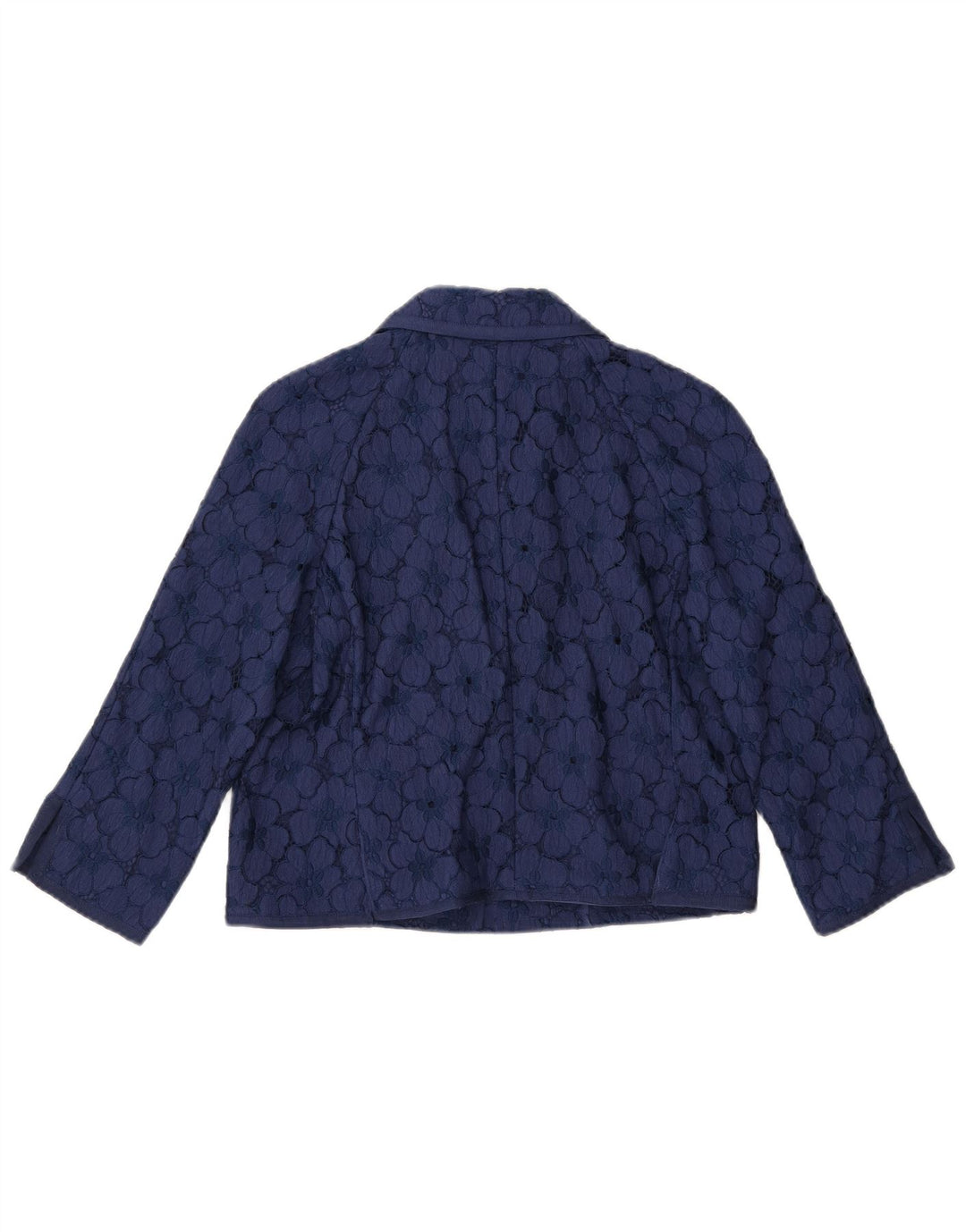 LUISA SPAGNOLI Womens Crop 3/4 Sleeve Blazer Jacket IT 44 Medium Navy Blue