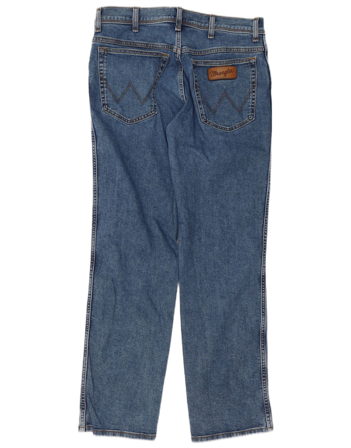 Wrangler Mens Texas Straight Jeans W34 L32 Blue Cotton