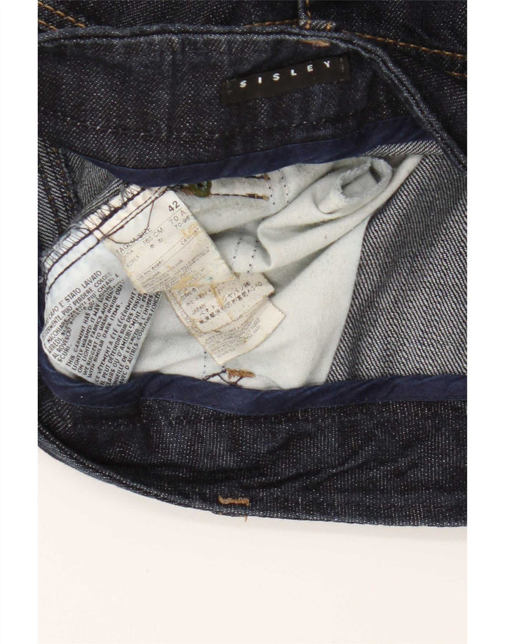 Sisley Womens Denim Skirt IT 42 Medium W32 Navy Blue Cotton
