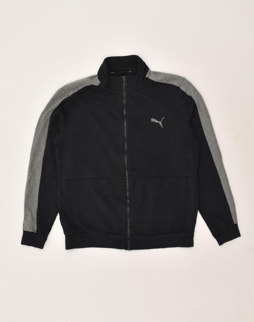 PUMA Mens Tracksuit Top Jacket Medium Black Cotton | Vintage Puma | Thrift | Second-Hand Puma | Used Clothing | Messina Hembry 