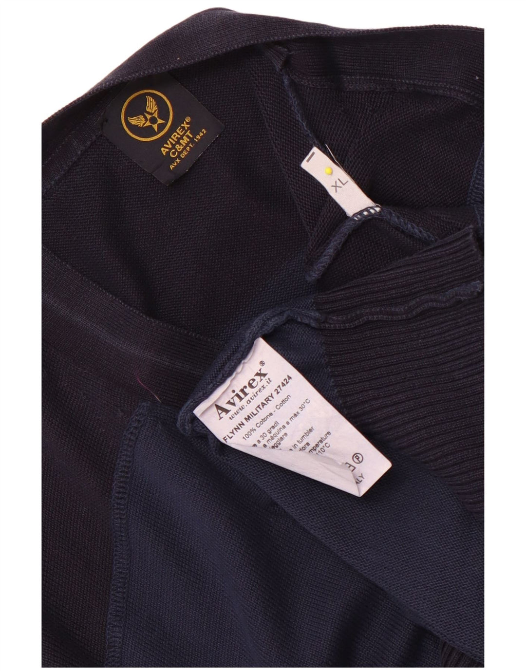 Avirex Mens Cardigan Sweater XL Navy Blue Colourblock Cotton