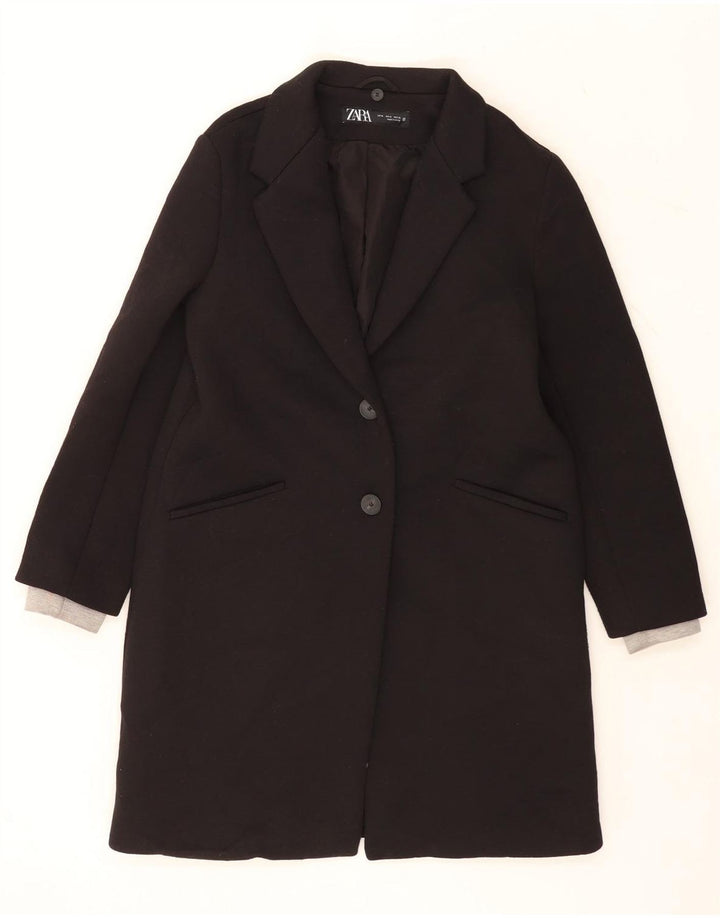 Zara Womens Overcoat UK 14 Medium Black Polyester
