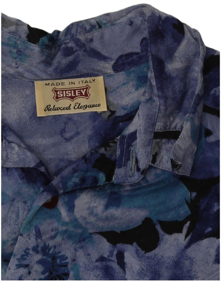 Sisley Mens Shirt Medium Blue Floral