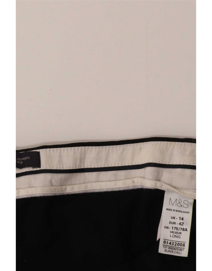 Marks & Spencer Womens Straight Suit Trousers UK 14 Medium W34 L34 Black