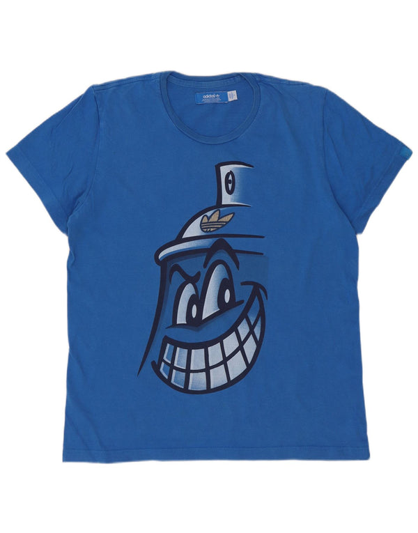 Adidas Mens Graphic T-Shirt Top Small Blue Cotton