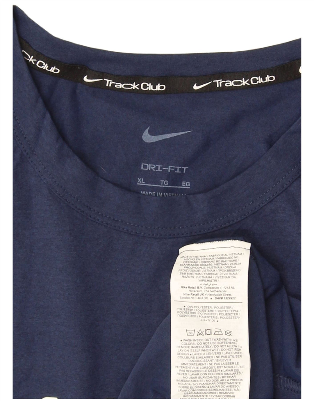Nike Mens Dri Fit Graphic T-Shirt Top XL Navy Blue Polyester