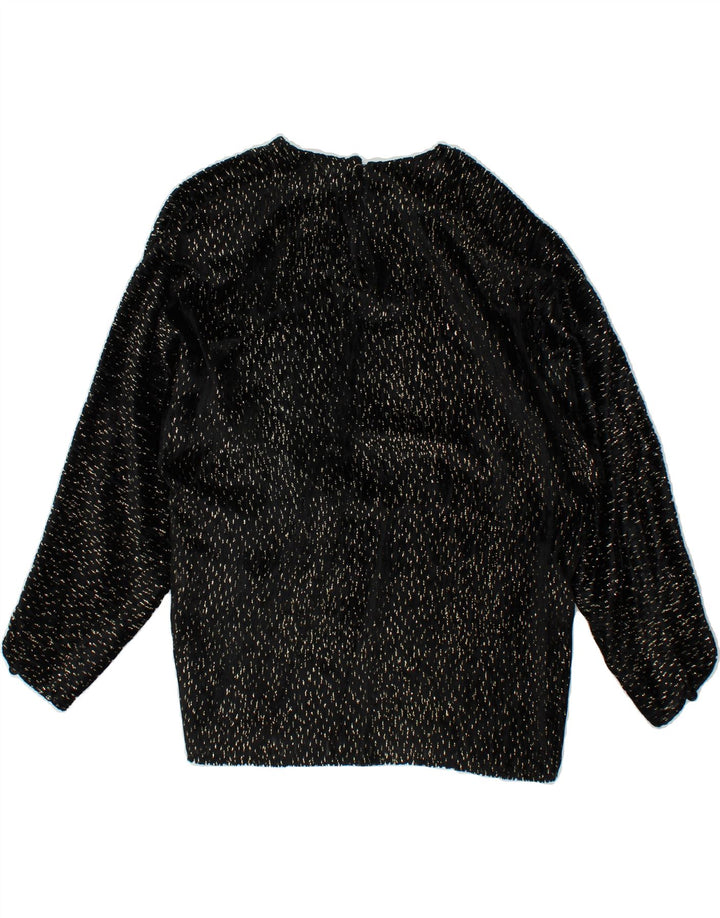 VINTAGE Womens Long Sleeve Blouse Top IT 42 Medium Black Viscose Vintage Vintage and Second-Hand Vintage from Messina Hembry 