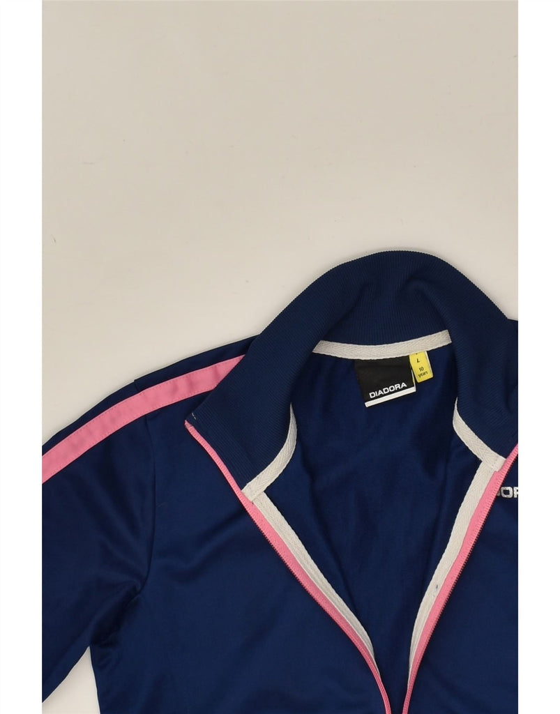 DIADORA Girls Graphic Tracksuit Top Jacket 9-10 Years Large Navy Blue | Vintage Diadora | Thrift | Second-Hand Diadora | Used Clothing | Messina Hembry 