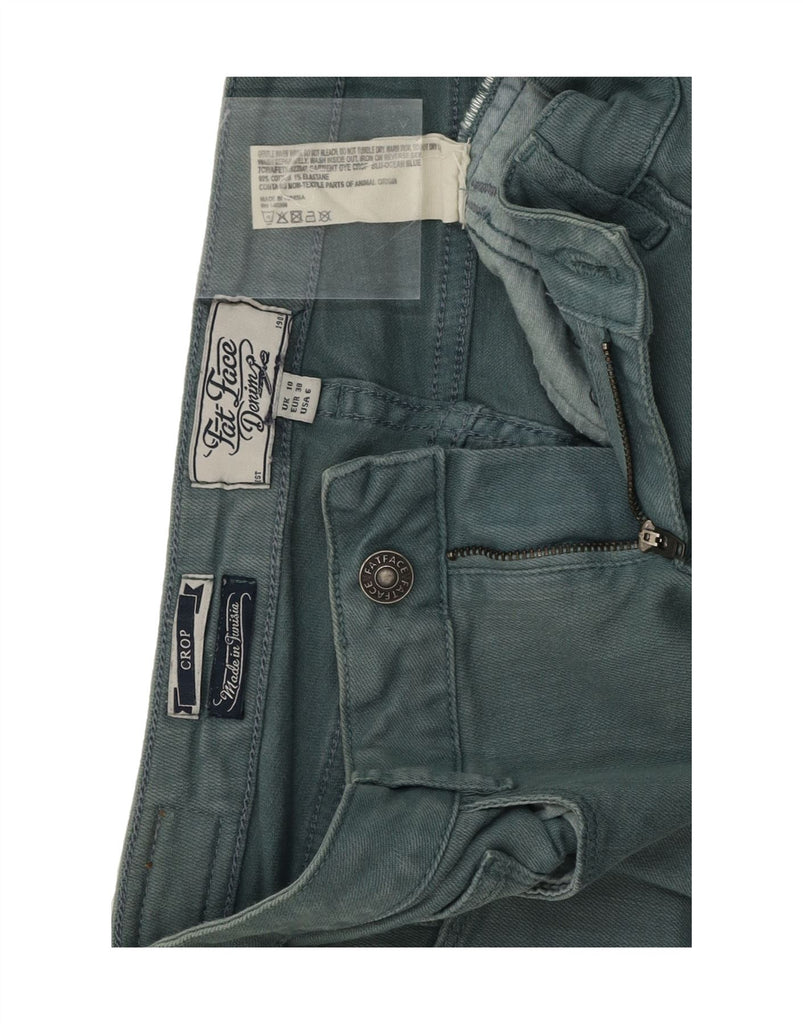 FAT FACE Womens Low Waist Cropped Jeans UK 10 Small W32 L24 Green Cotton Vintage Fat Face and Second-Hand Fat Face from Messina Hembry 