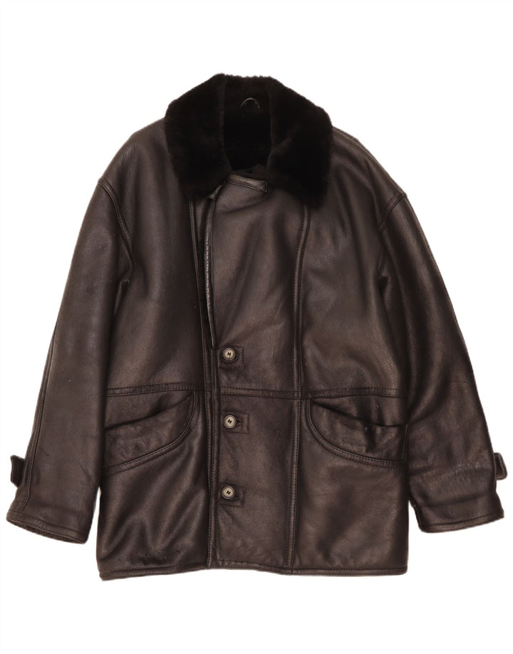 Vintage Mens Shearling Jacket IT 48 Medium Black Shearling