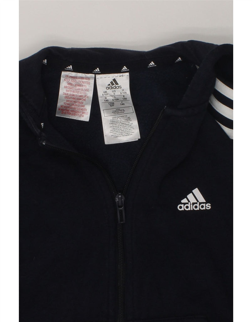 ADIDAS Boys Zip Hoodie Sweater 9-10 Years Navy Blue Cotton | Vintage Adidas | Thrift | Second-Hand Adidas | Used Clothing | Messina Hembry 
