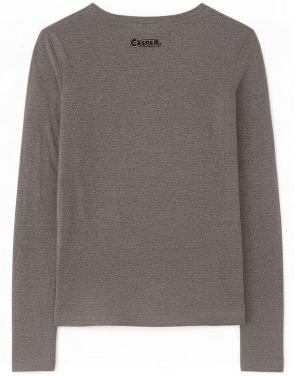 Liu Jo Womens Graphic Top Long Sleeve UK 8 Small Grey Cotton